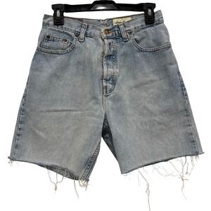Vintage Eddie Bauer Womens Light Wash Denim Cutoff Shorts Button Fly Size 8